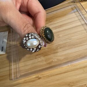 Lot of 2 Vintage costume jewelry cocktail rings